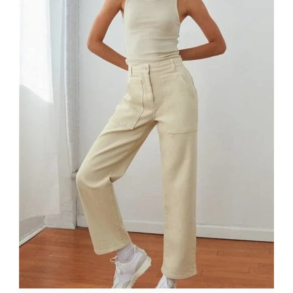 Wilfred Free Pants Womens Size 00 Modern Utility High Waist Aritzia Tan Pockets